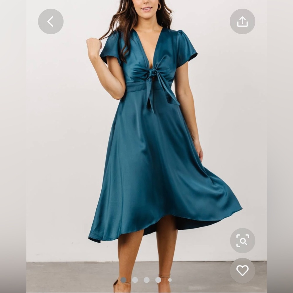 Baltic Born * XL Poppy Satin Midi Dress Persian Blue NWOT